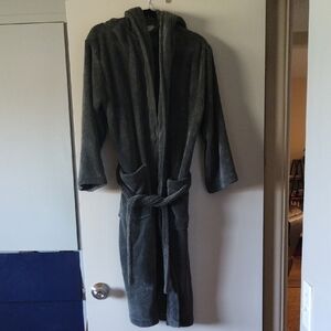 Cozy Gray Hooded Bathrobe